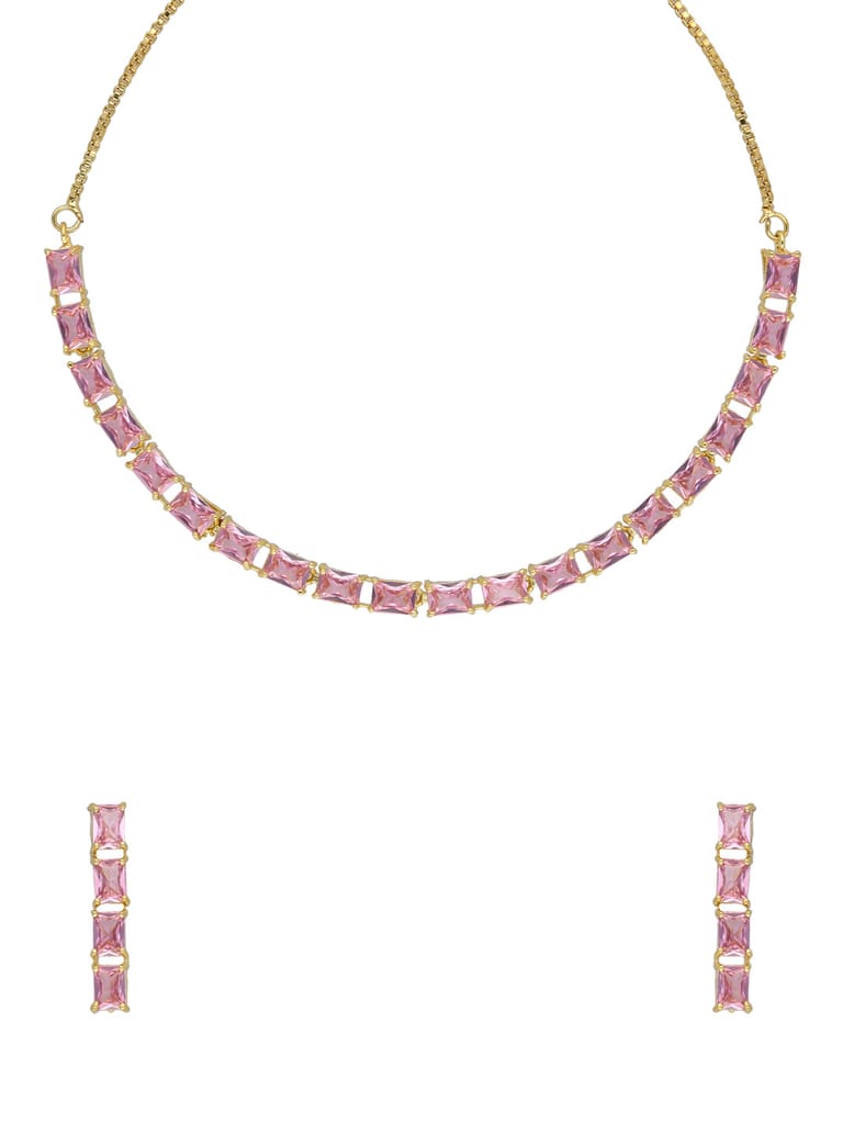 AD / CZ Necklace Set in Gold finish - CNB34704
