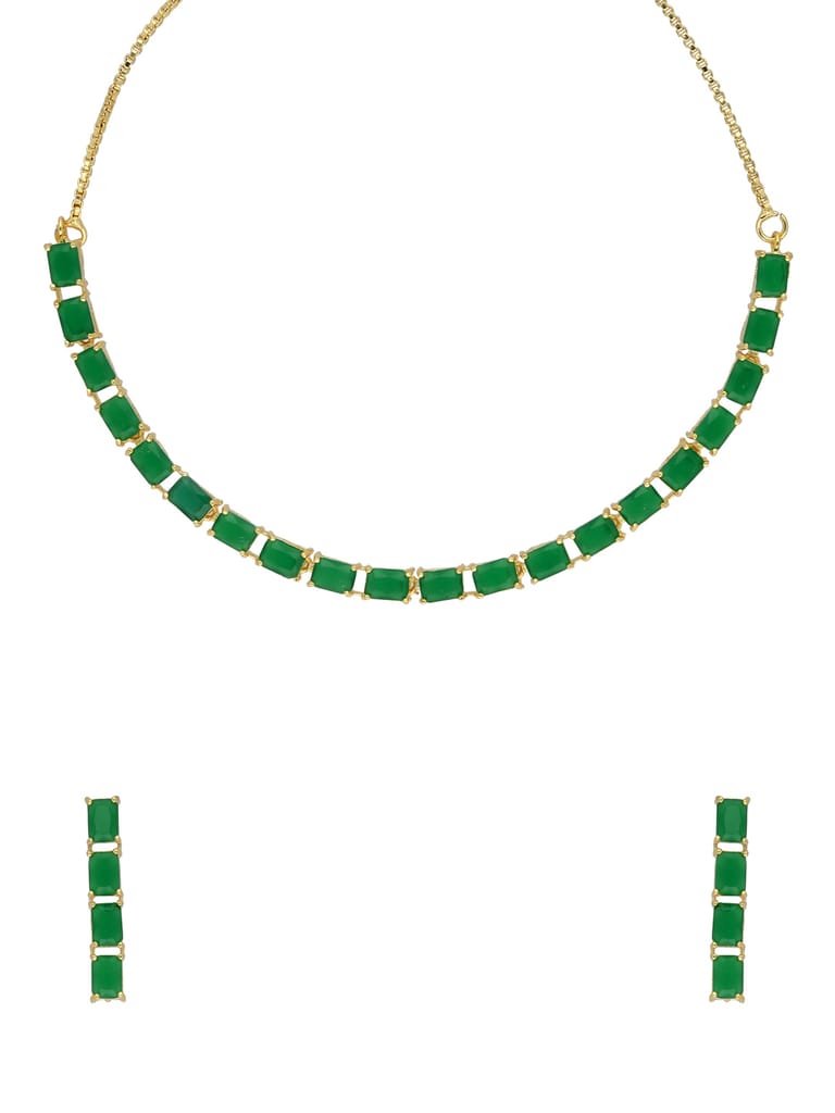 AD / CZ Necklace Set in Gold finish - CNB34709