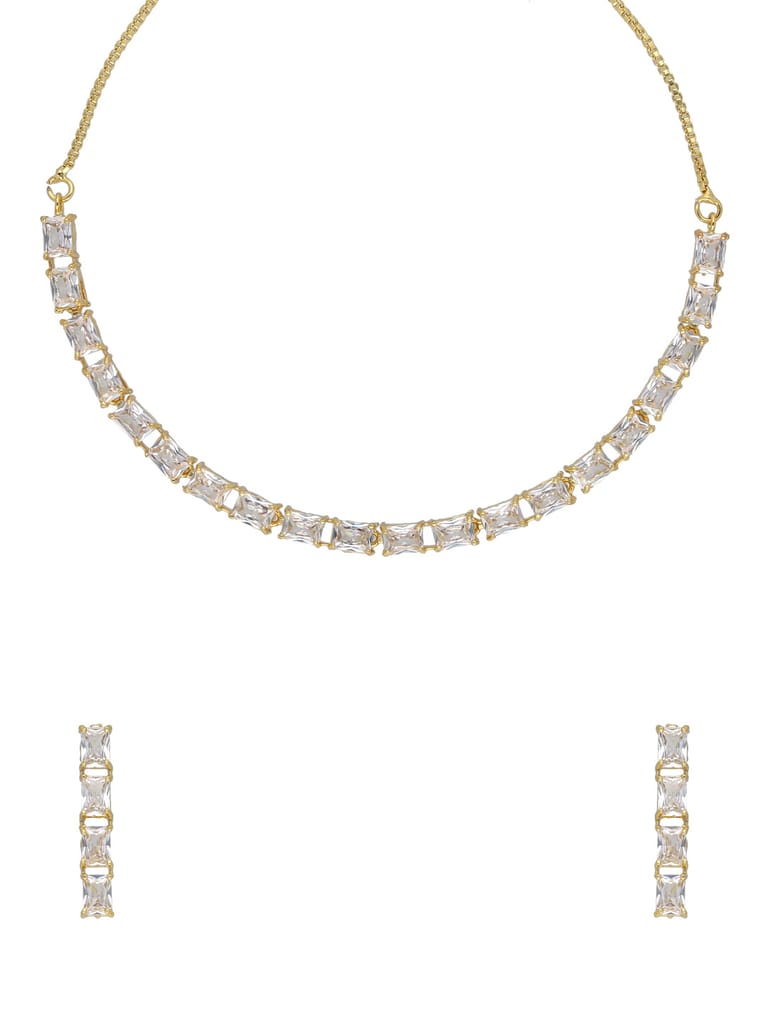 AD / CZ Necklace Set in Gold finish - CNB34707