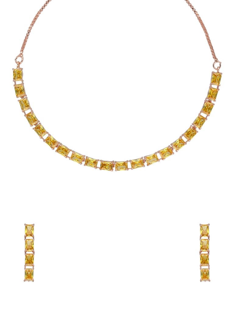AD / CZ Necklace Set in Rose Gold finish - CNB34712