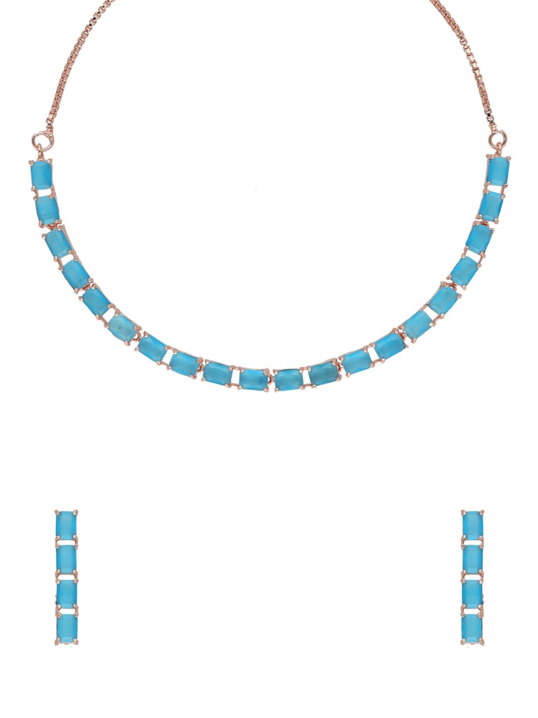 AD / CZ Necklace Set in Rose Gold finish - CNB34715