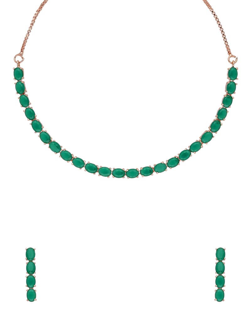 AD / CZ Necklace Set in Rose Gold finish - CNB34747