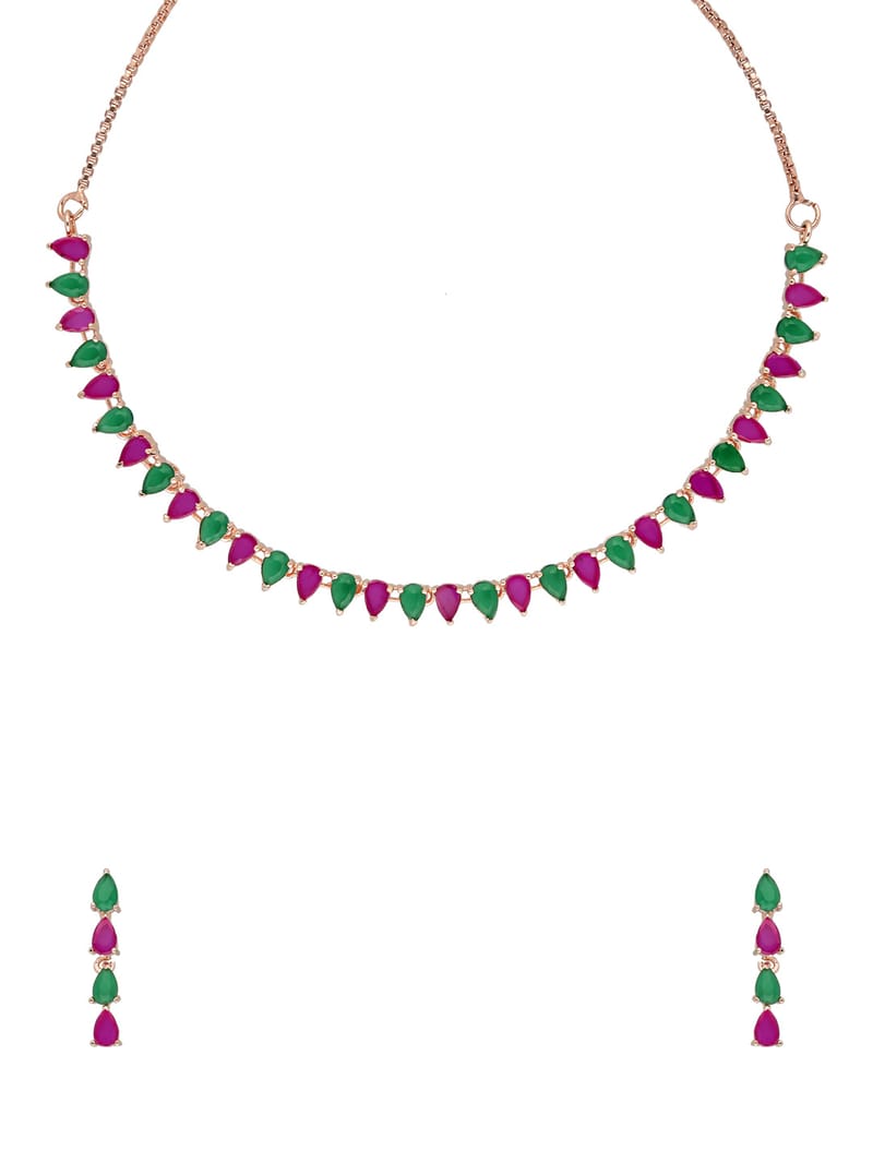 AD / CZ Necklace Set in Gold finish - CNB34773