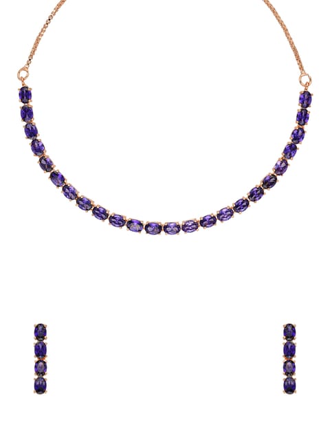 AD / CZ Necklace Set in Rose Gold finish - CNB34746