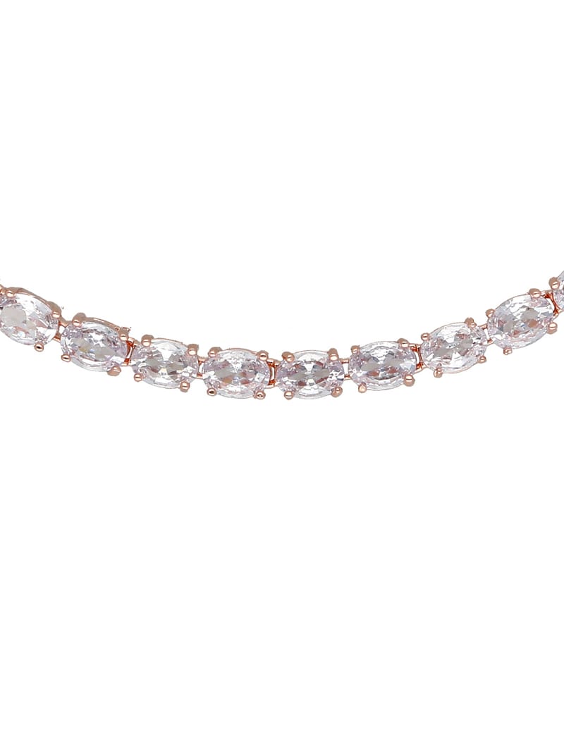 AD / CZ Necklace Set in Rose Gold finish - CNB34749