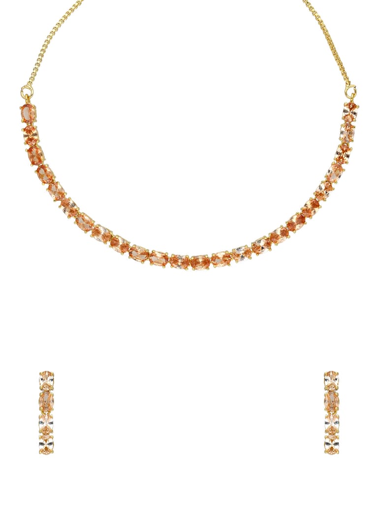 AD / CZ Necklace Set in Gold finish - CNB34739