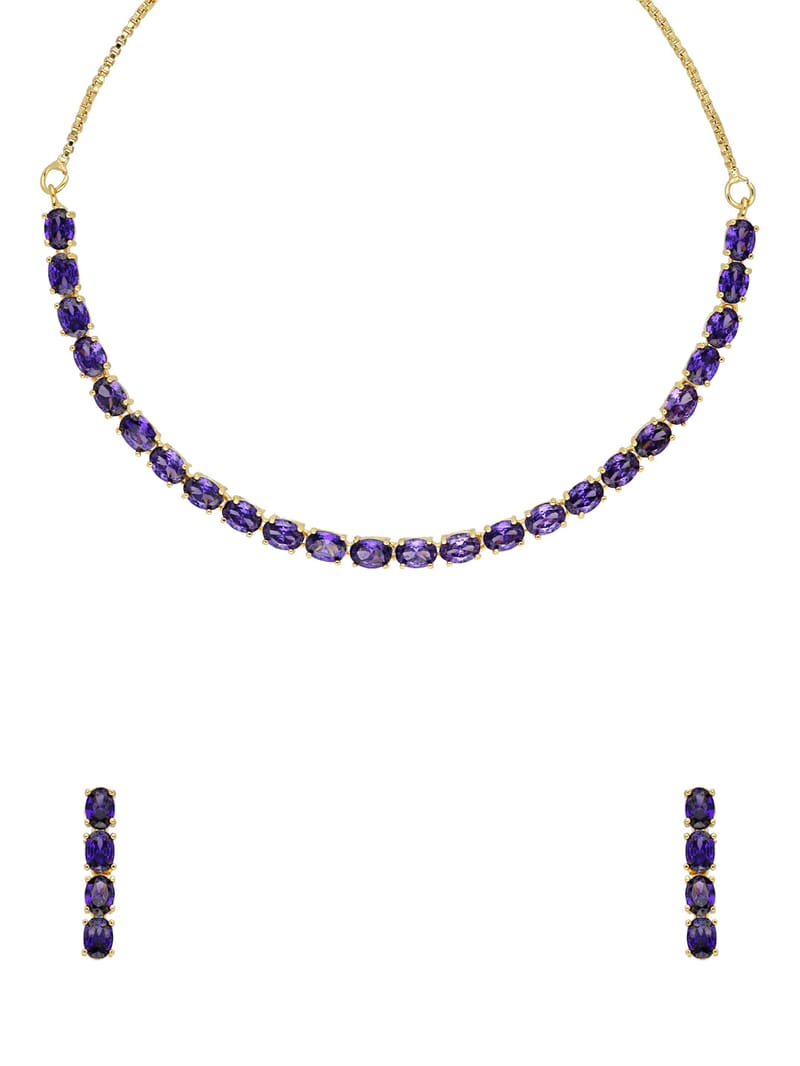 AD / CZ Necklace Set in Gold finish - CNB34738