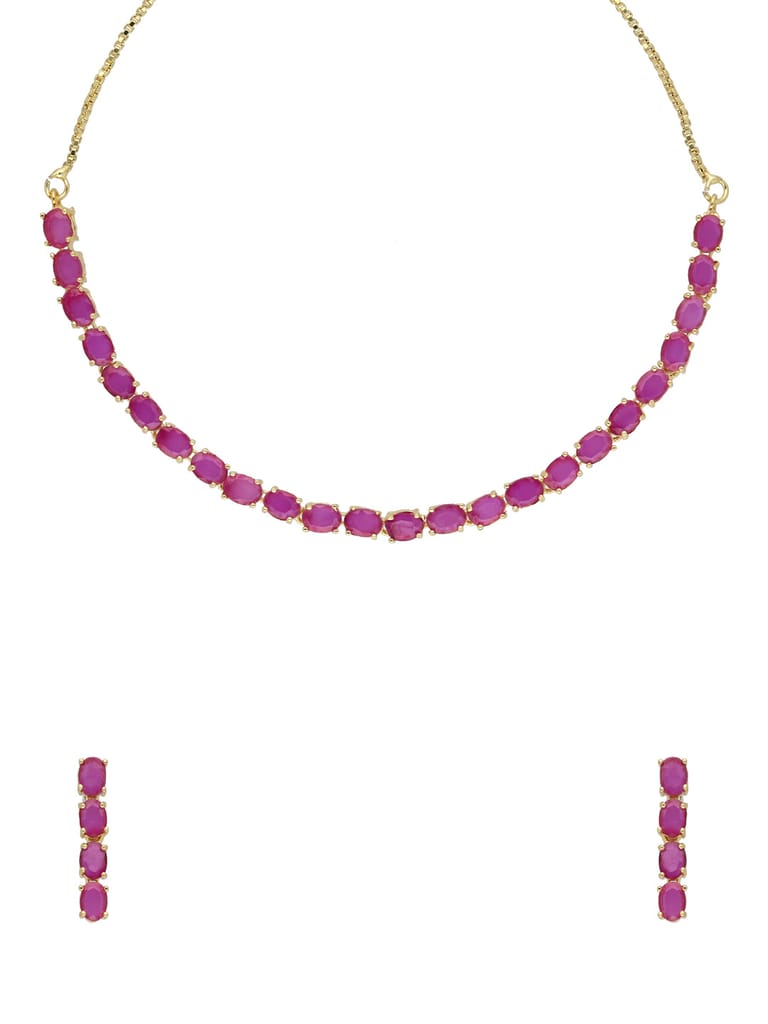 AD / CZ Necklace Set in Gold finish - CNB34743