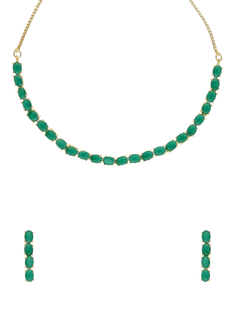 AD / CZ Necklace Set in Gold finish - CNB34744