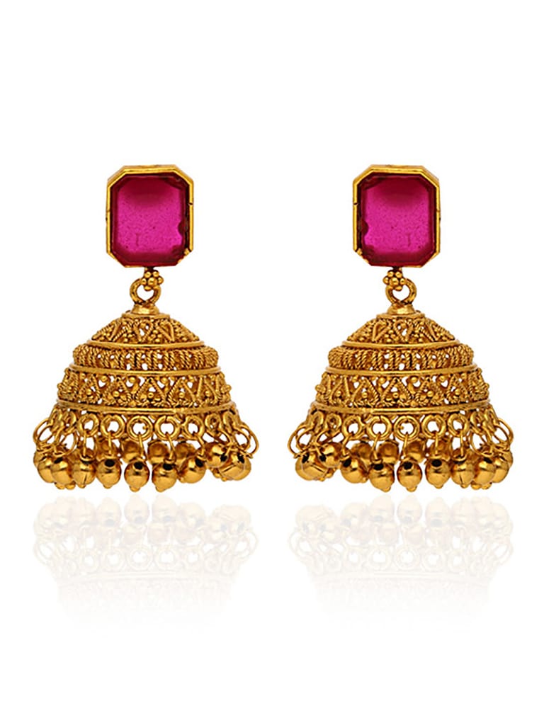 Antique Jhumka Earrings in Gold finish - CNB29050