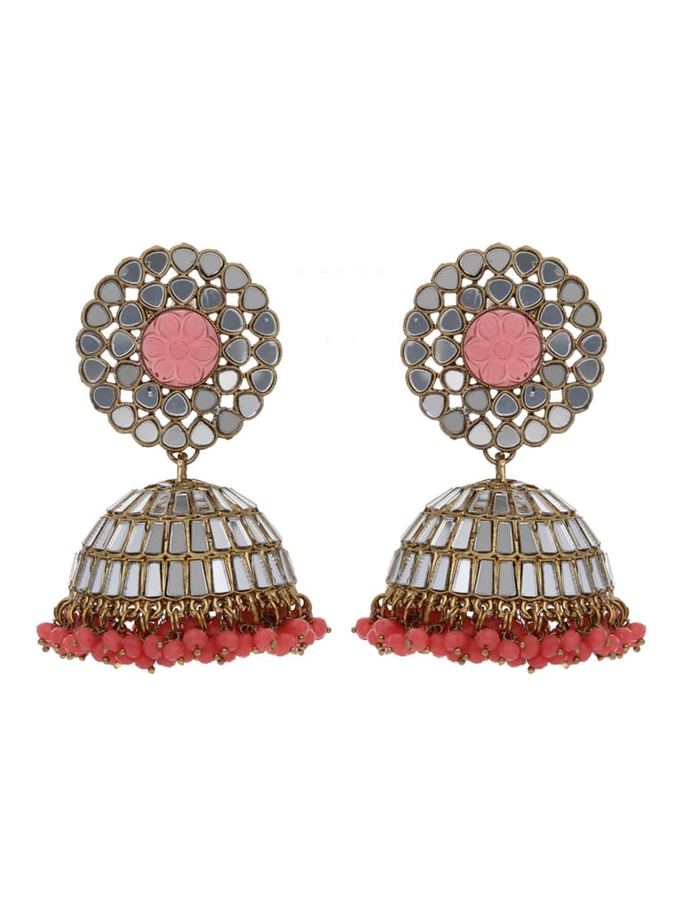 Mirror Jhumka Earrings in Mehendi finish - CNB21780