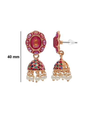 Meenakari Jhumka Earrings in Rose Gold finish - CNB26491