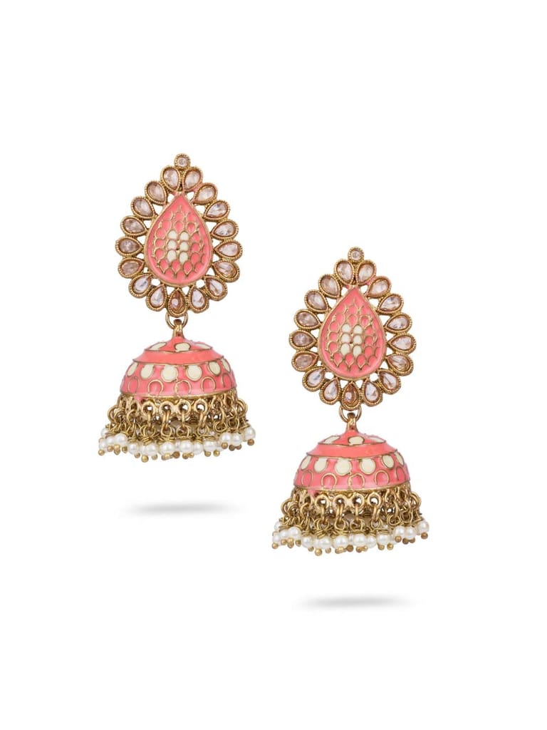 Reverse AD Jhumka Earrings in Gold finish - CNB562