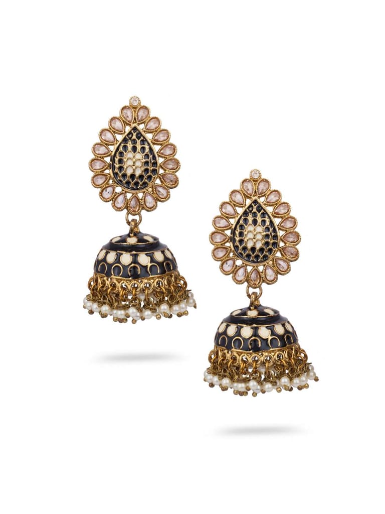 Reverse AD Jhumka Earrings in Gold finish - CNB565