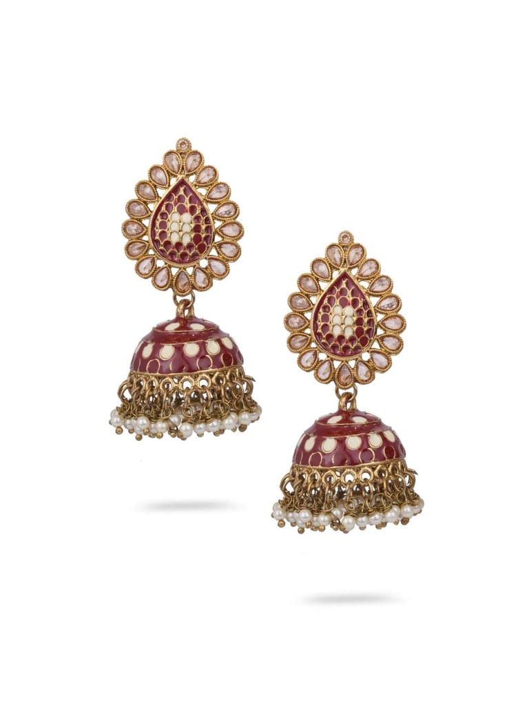 Reverse AD Jhumka Earrings in Gold finish - CNB564