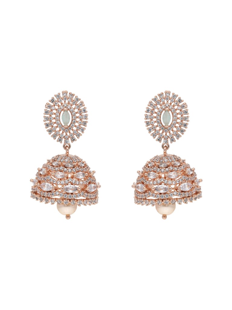 AD / CZ Jhumka Earrings in Rose Gold finish - CNB26153