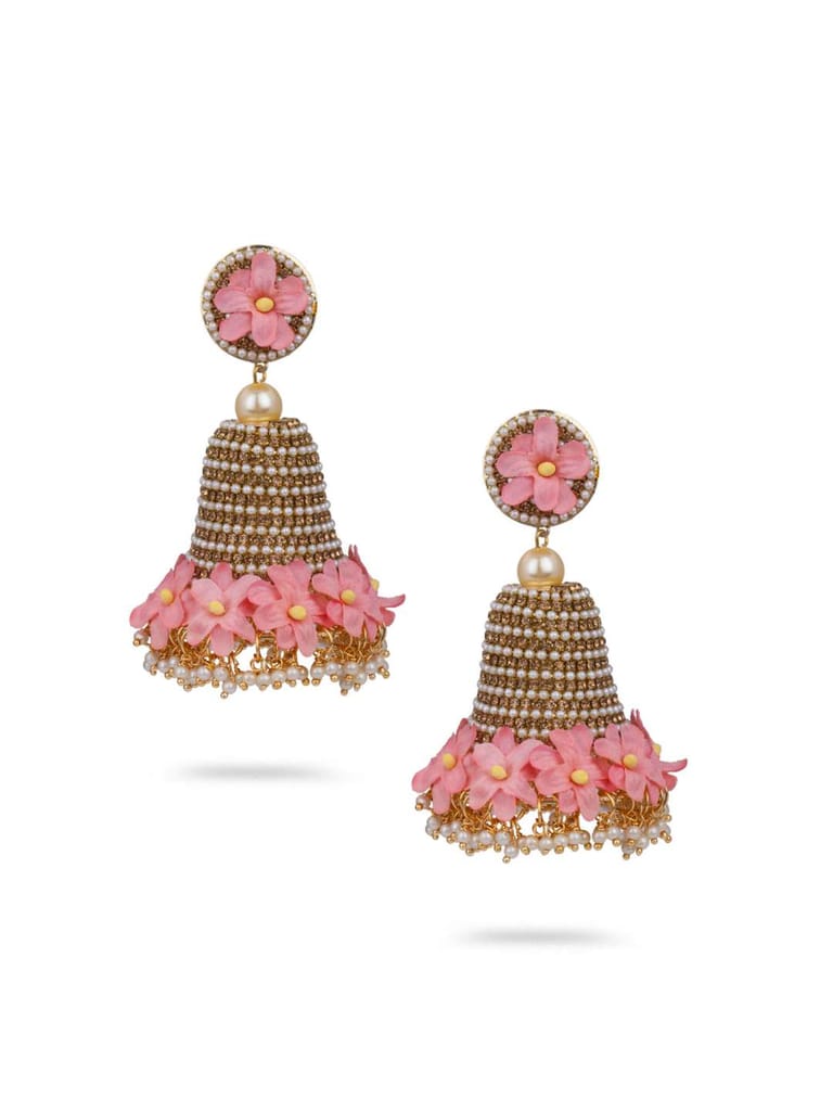 Floral Jhumka Earrings in Gold finish - CNB769
