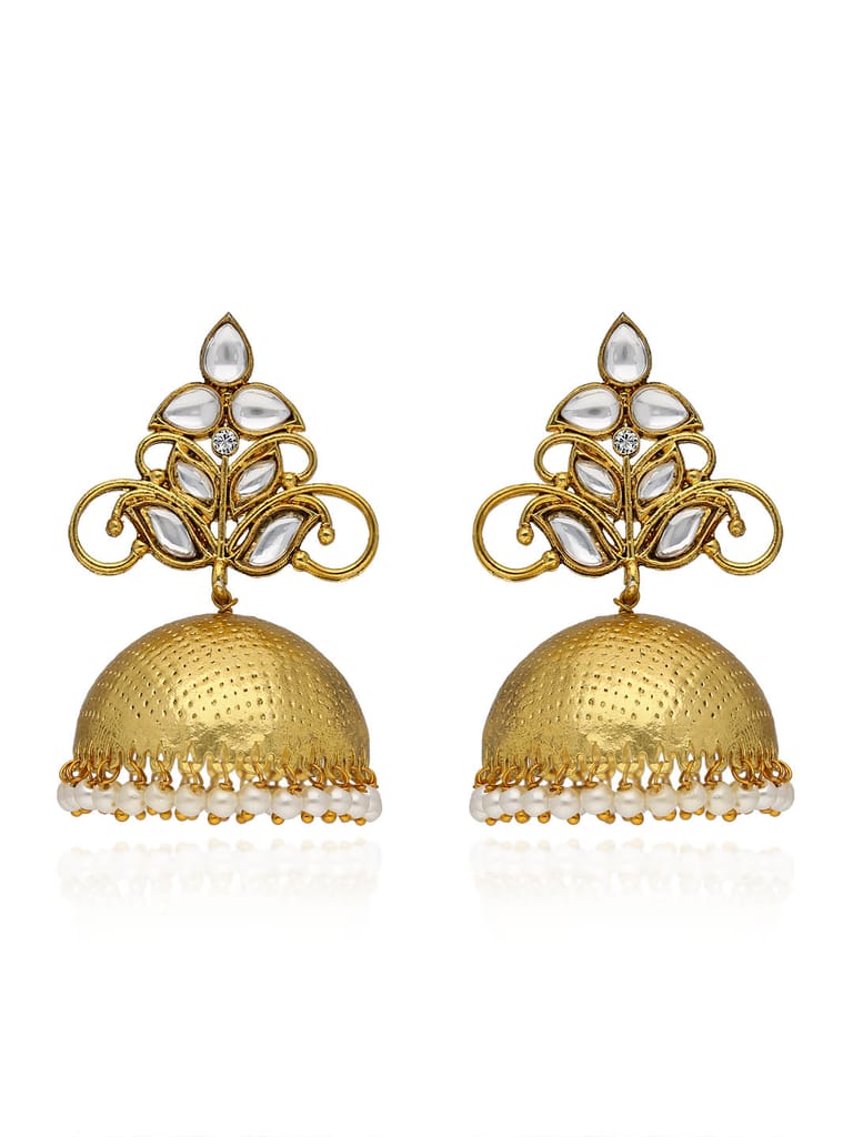 Kundan Jhumka Earrings in Gold finish - CNB42995
