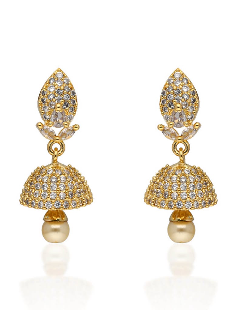AD / CZ Jhumka Earrings in Gold finish - CNB31132