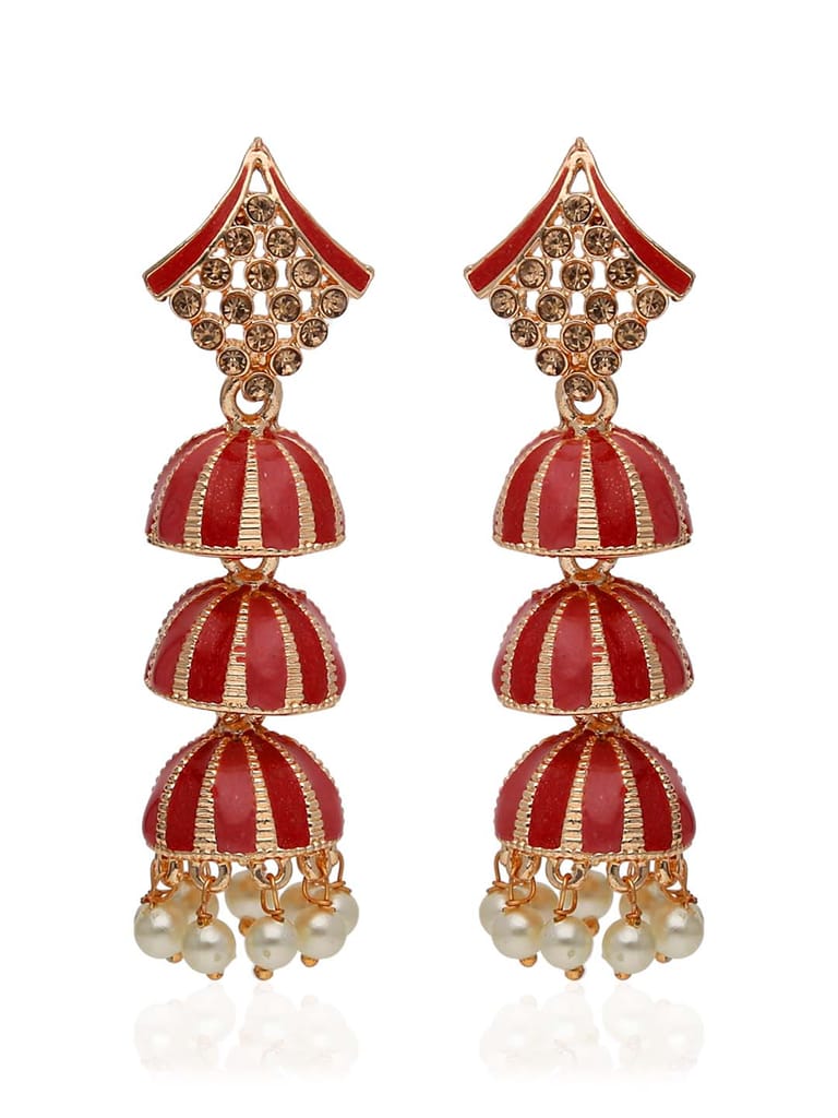 Meenakari Jhumka Earrings in Rose Gold finish - CNB40857