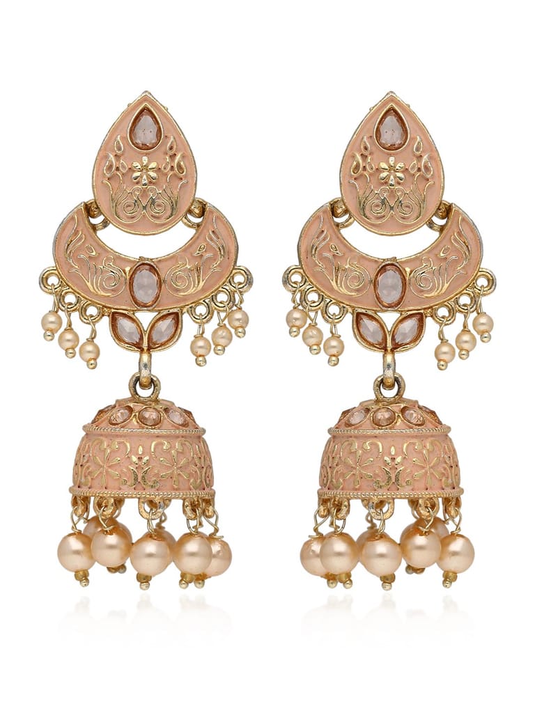 Meenakari Jhumka Earrings in Gold finish - CNB41253