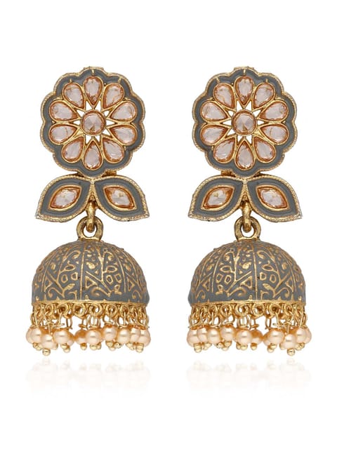 Meenakari Jhumka Earrings in Gold finish - CNB41228