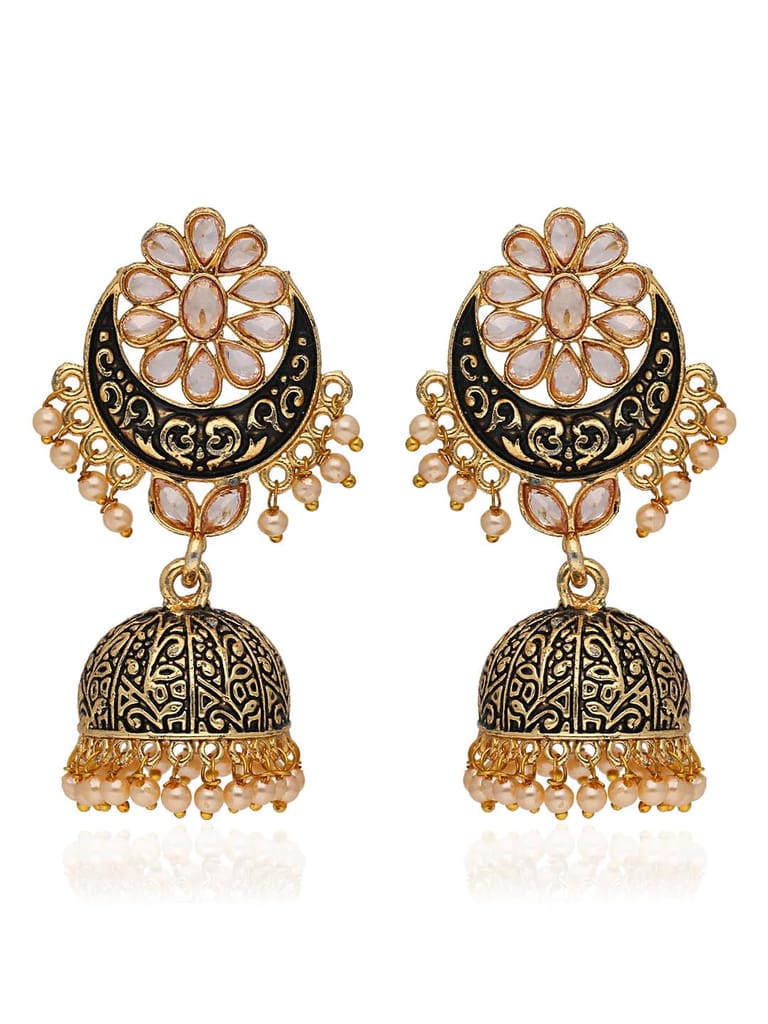 Meenakari Jhumka Earrings in Gold finish - CNB41263
