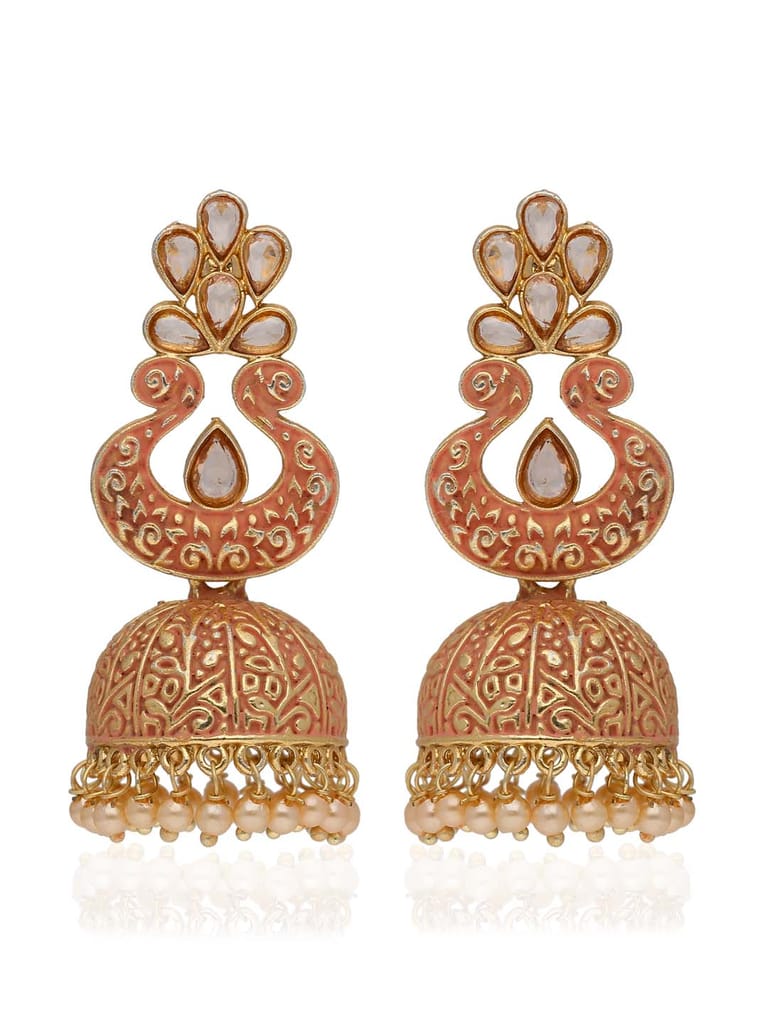 Meenakari Jhumka Earrings in Gold finish - CNB41267