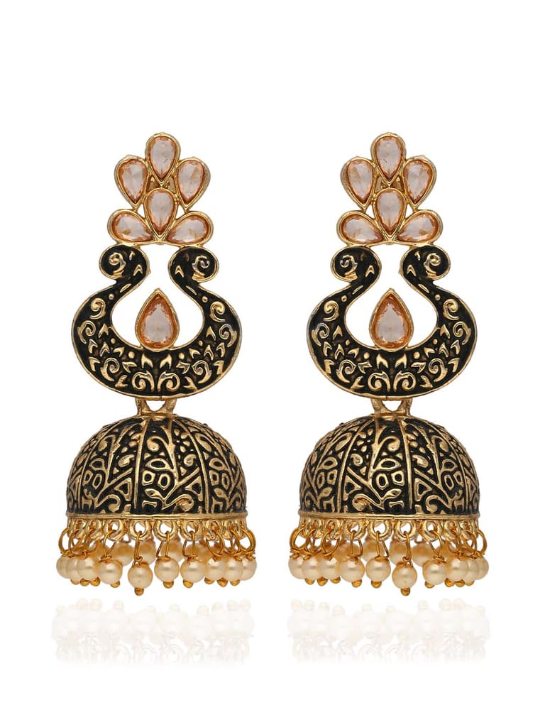 Meenakari Jhumka Earrings in Gold finish - CNB41268