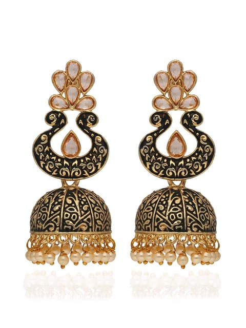 Meenakari Jhumka Earrings in Gold finish - CNB41268