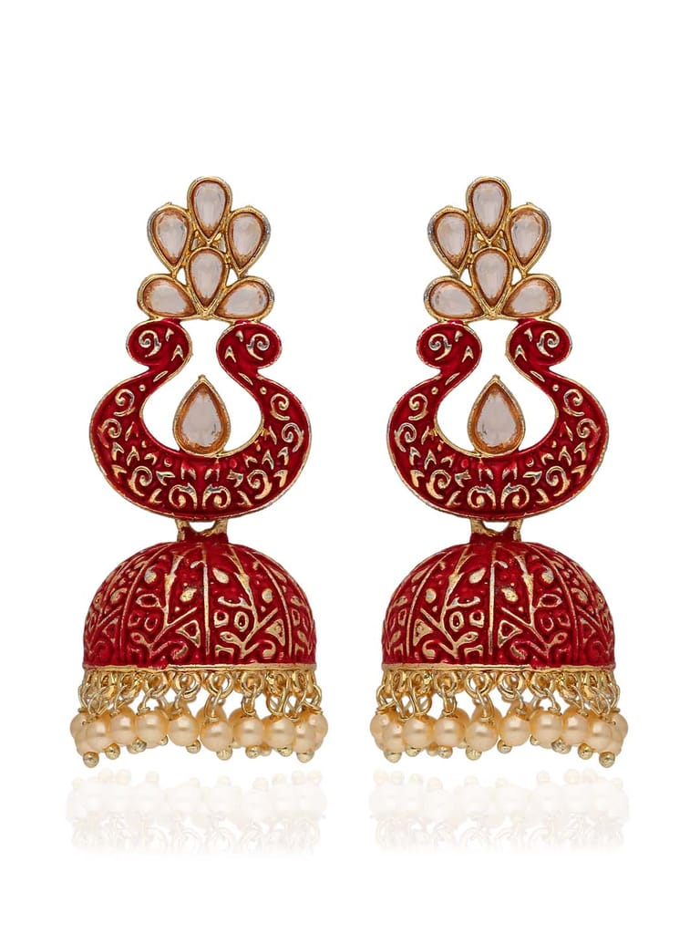 Meenakari Jhumka Earrings in Gold finish - CNB41269