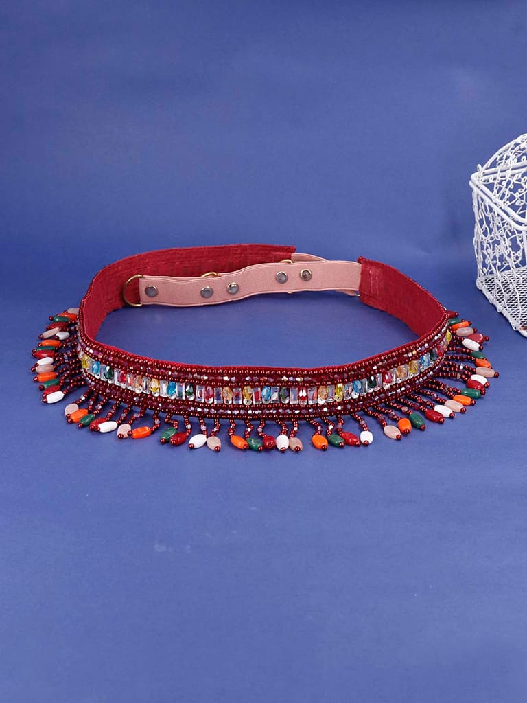 Traditional Waist Belt in Maroon color - CNB38020