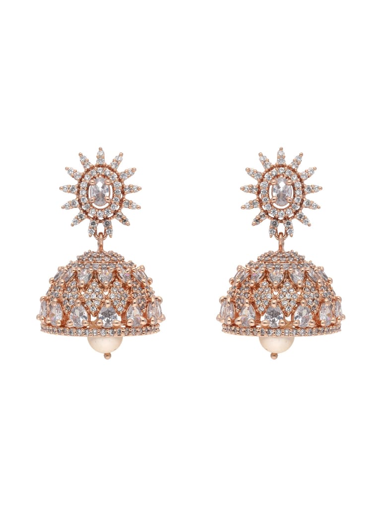AD / CZ Jhumka Earrings in Rose Gold finish - CNB26147