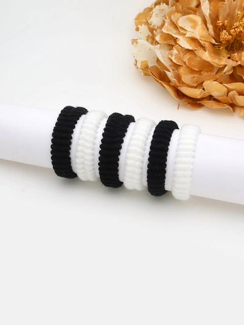 Woollen Rubber Bands in Black & White color - 1006BW