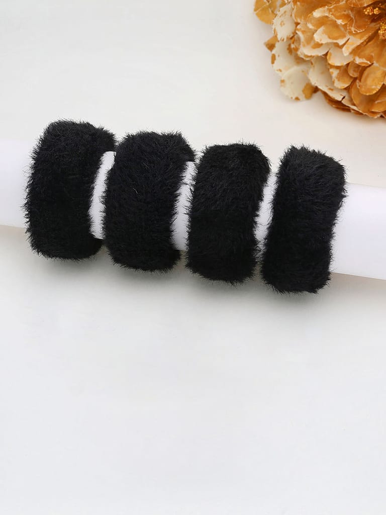 Fur Rubber Bands in Black color - 1009BL
