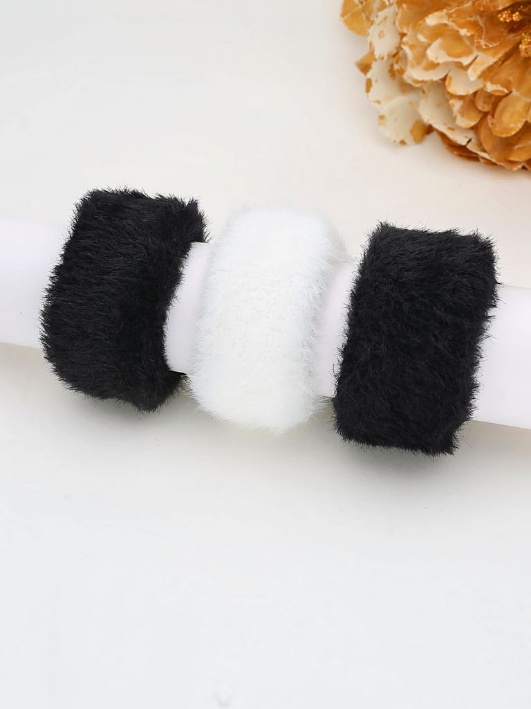 Fur Rubber Bands in Black & White color - 1010BW