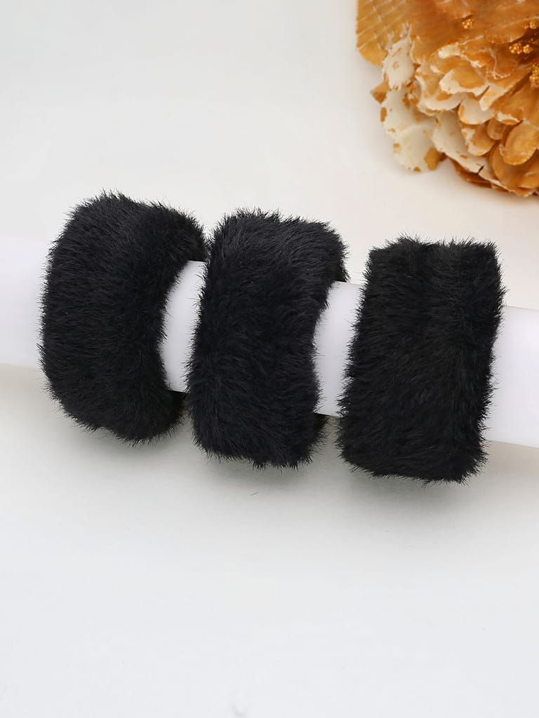 Fur Rubber Bands in Black color - 1011BL