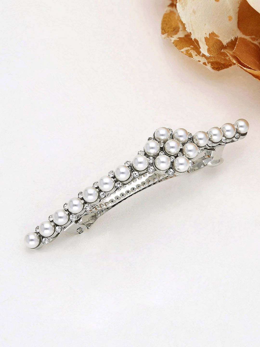 Fancy Hair Clip in Rhodium finish - 2192RO