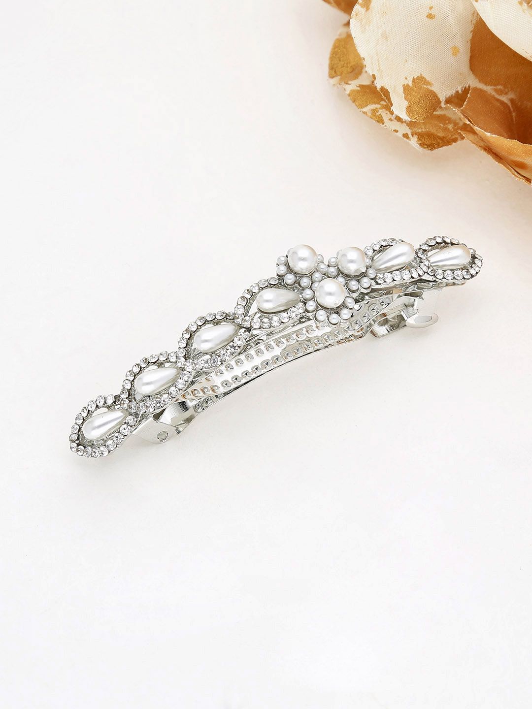Fancy Hair Clip in Rhodium finish - 2194RO