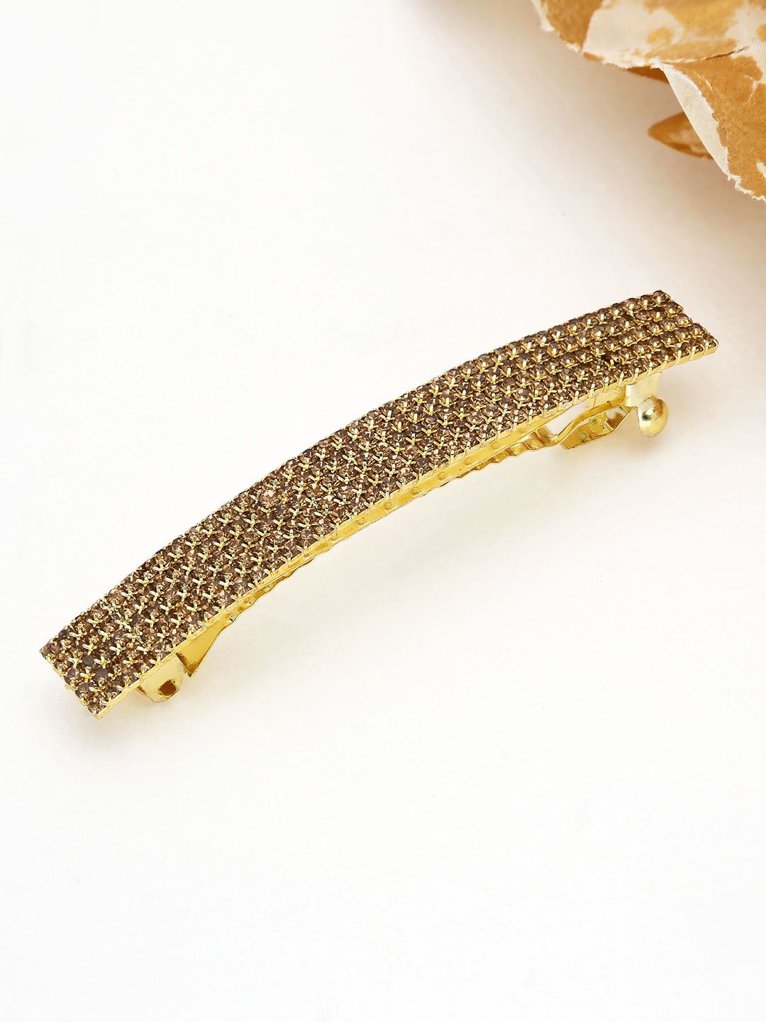 Five Line Setting Stone Hair Clip in Gold finish - 1442LCTGO