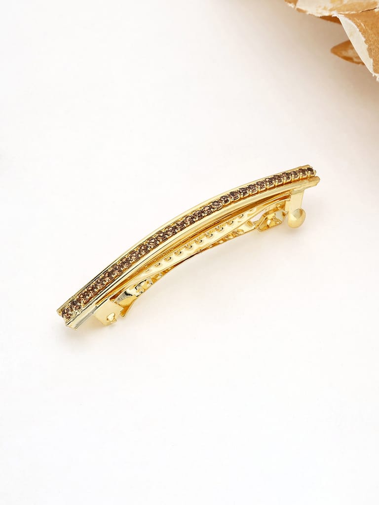 One Line Setting Stone Hair Clip in Gold finish - 1444LCTGO