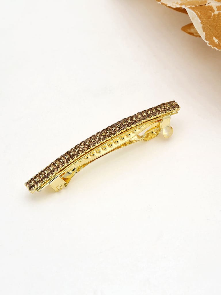 Two Line Setting Stone Hair Clip in Gold finish - 1445LCTGO