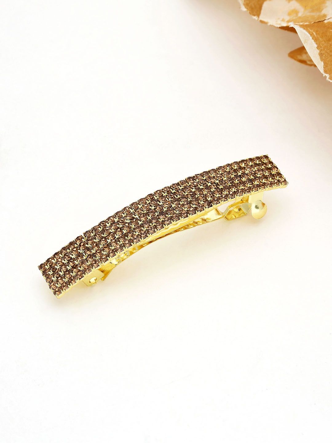 Five Line Setting Stone Hair Clip in Gold finish - 1448LCTGO