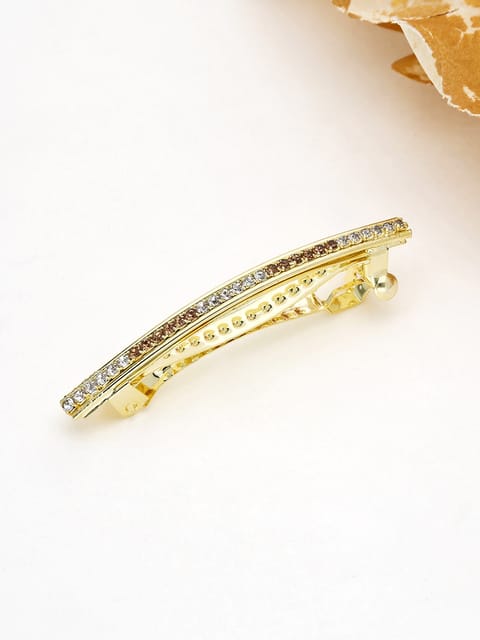 One Line Setting Stone Hair Clip in Gold finish - 1928LWGO