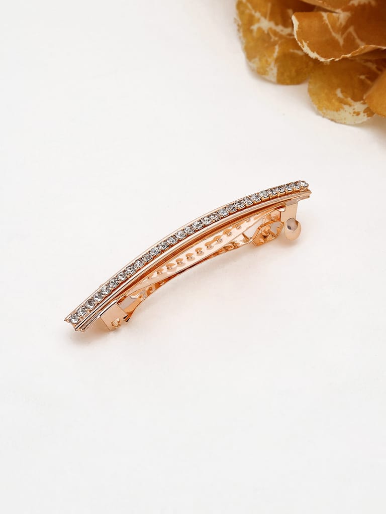 One Line Setting Stone Hair Clip in Rose Gold finish - 1928RG