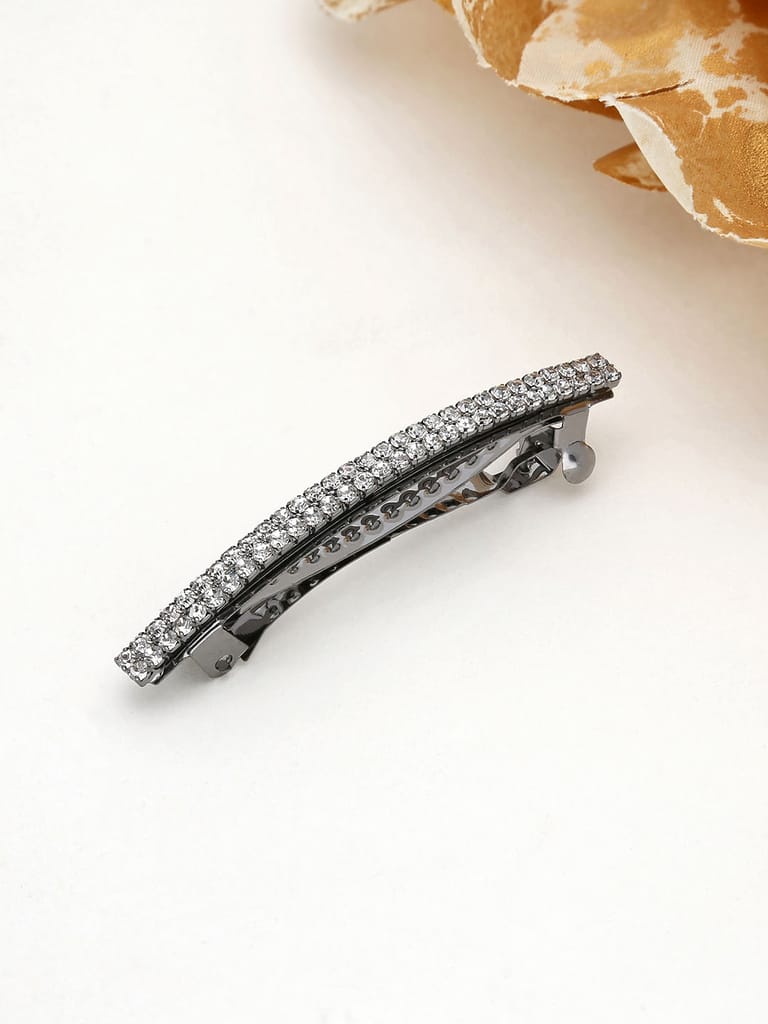 Two Line Setting Stone Hair Clip in Black Rhodium finish - 1929BL