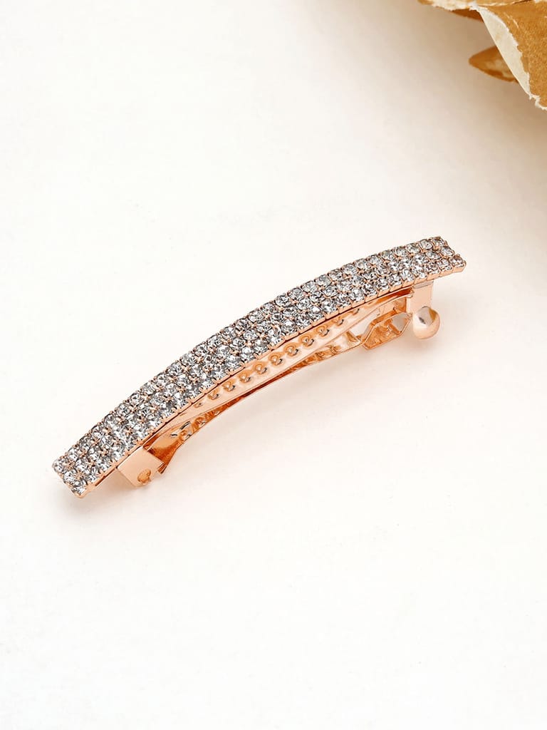 Three Line Setting Stone Hair Clip in Rose Gold finish - 1930RG