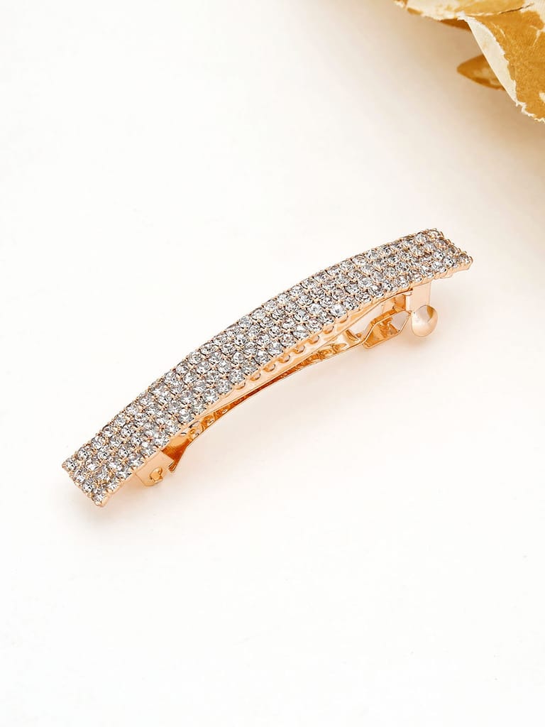 Four Line Setting Stone Hair Clip in Rose Gold finish - 1932RG