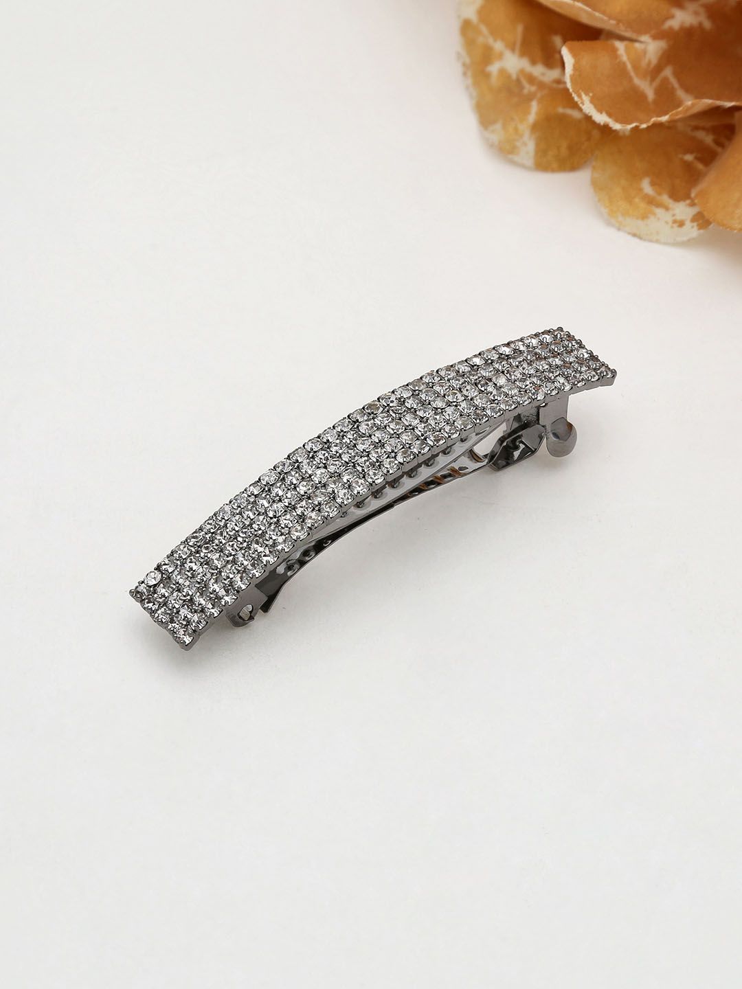 Five Line Setting Stone Hair Clip in Black Rhodium finish - 1933BL