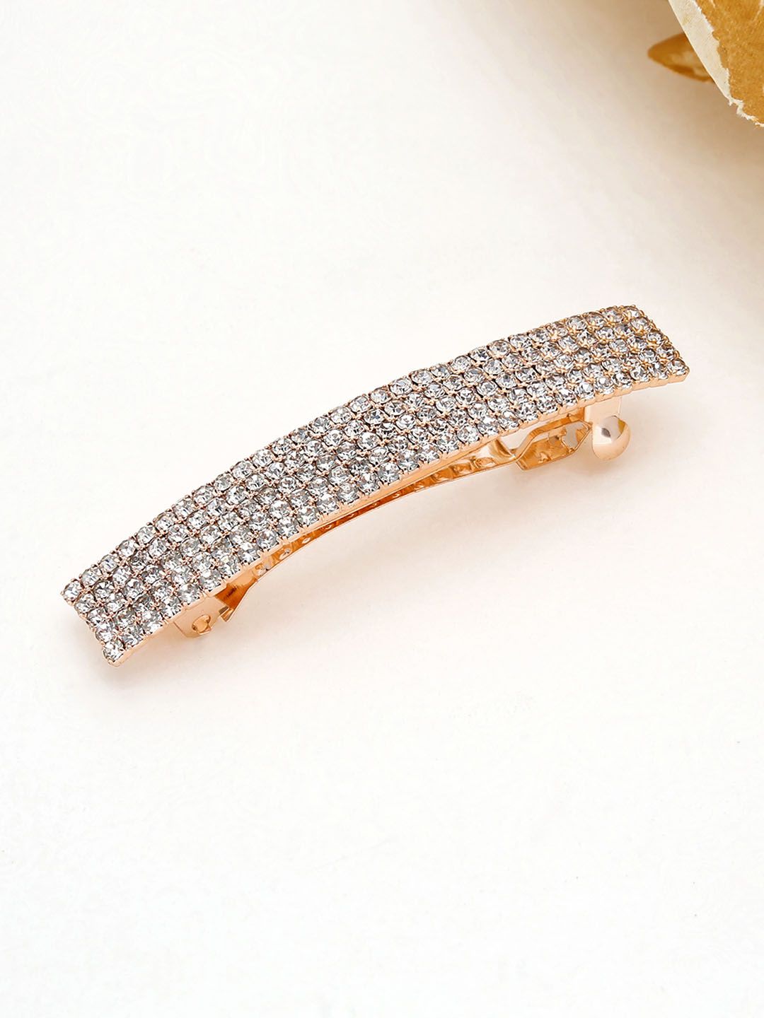 Five Line Setting Stone Hair Clip in Rose Gold finish - 1933RG